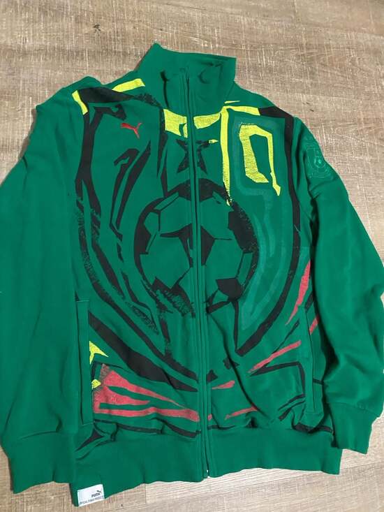 Vintage Puma Cameroon FECAFOOT FtblCulture Graphic Full Zip Track Jacket Green